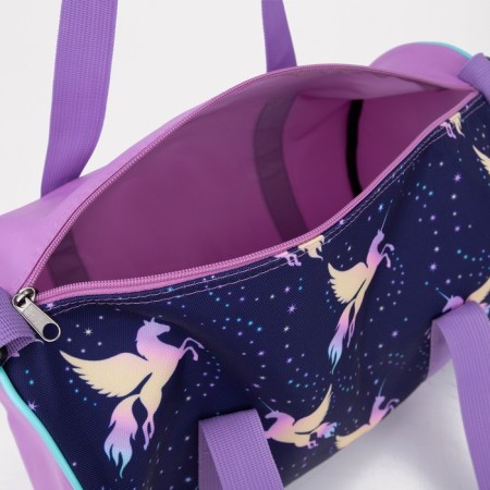 Sports bag with lightning, long belt, blue/lilac color-2
