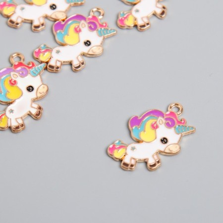 Decor for creativity metal, enamel "Curly Unicorn" 2.1x2.3 cm