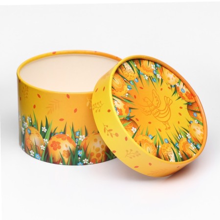 Box "Easter eggs on orange", hooked, 13 x 8.5 cm