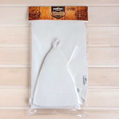 Set for the bath "White" without embroidery hat, mittens, rug in film-6