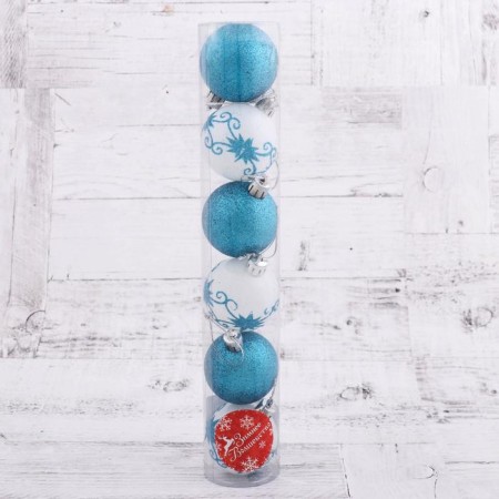 Set of balls plastic D-5 cm, 6 pcs "Winter Fairy Tale" Blue-Great-1