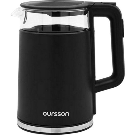 Electric kettle Oursson EK17333WD/BL, plastic, glass flask, 1.7 l, 2200 watts, black