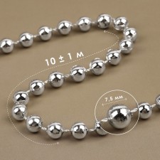 Beads on threads, round, 7.5 mm, 10 ± 1 m, silver color