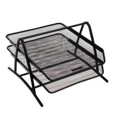 Paper tray is horizontal 2-level, Erichkrause Compass Classic, metal mesh, black