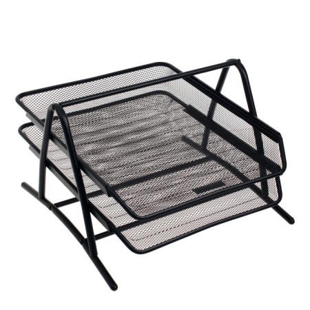Paper tray is horizontal 2-level, Erichkrause Compass Classic, metal mesh, black