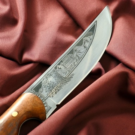 Caucasian knife, tourist "liver" with scabbard, steel - 40x13, waxed nut, 14 cm-7