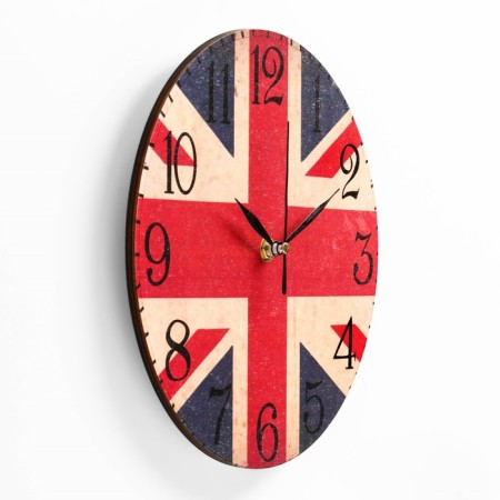 Wall clock, series: interior, "British flag", discrete move, D-23 cm-1