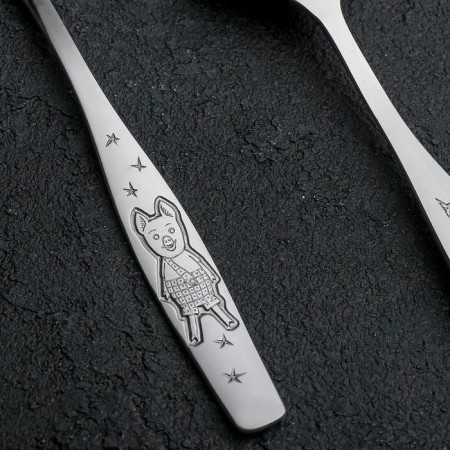 Spoon of children's dining room "Antoshka", length = 16 cm, thickness 2 mm, silver color-1