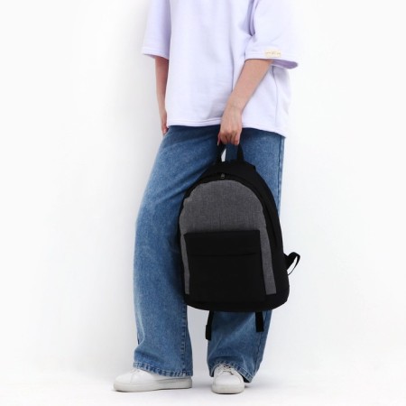 School backpack on lightning, 1 external pocket, gray/black color-7