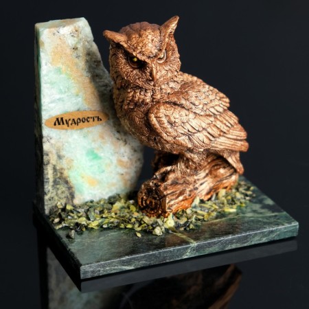 Souvenir "Eagle owl", 10x15x10 cm, coil, gypsum-3