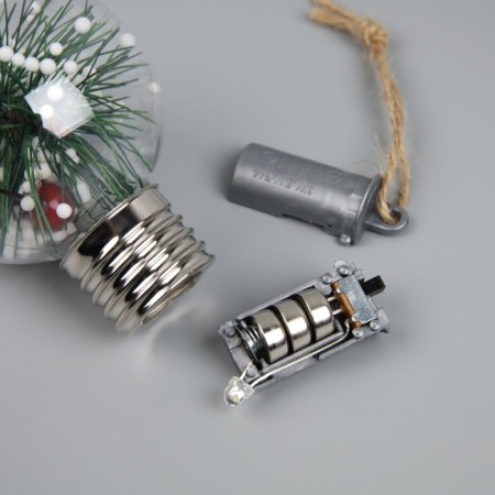 Christmas ball "Snow needles", d = 6 cm, 1 LED, LR44x3 (in the set), glow warm white-2
