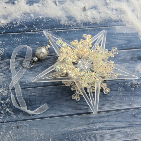 Christmas tree decoration "Polar Star" D-11.5 cm, transparent-1