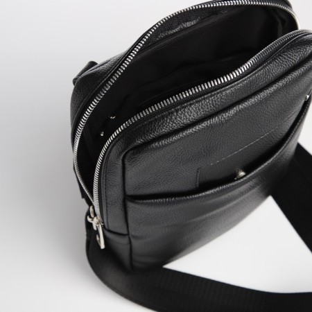 Male bag over the shoulder, Textura, artificial leather, black color-6