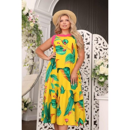 Sarafan female, size 54, yellow color-4