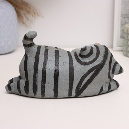Piggy bank "Cat fat man on the stomach" gray, 10x18x9cm-3