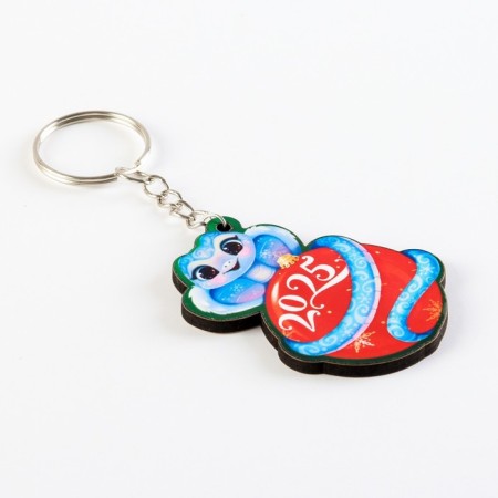 Wooden keychain "Snake on the ball 2024", 5 x 6 cm-2
