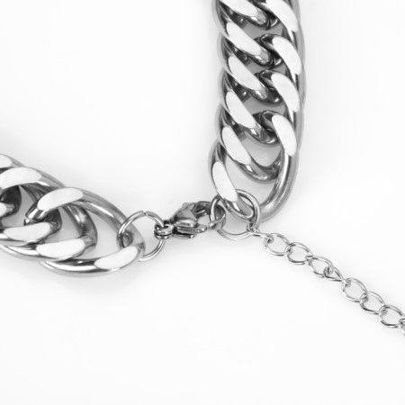 Bracelet "Gladiator" large weaving, color silver, 18 cm-4