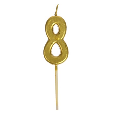 Candle in a cake on a skewer, number 8, gold, 4.5x2.5 cm-2