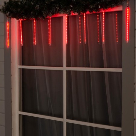Garland “icicles” 2.5 × 0.3 m, IP65, transparent thread, 192 LED, red glow with a drain effect, 12 V