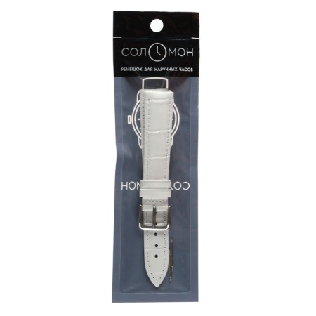 Solomon watch strap 18 mm, genuine leather, L-20 cm, white-6