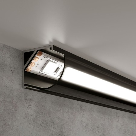Corner aluminum profile for Elektrostandard LED tape, 2000x16x16 mm, black color