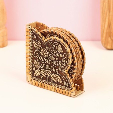 Set of stands for hot "tea party", birch bark-1