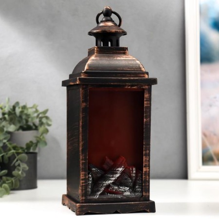 Spar "fireplace" LED from batteries 3HAAA Black with a golden patina 13, x13x34 cm Risalux-1