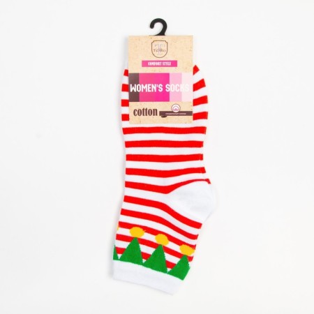 Women's socks "holiday" Color red-white, size 23-25-4