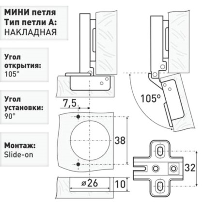 Furniture loop, d = 26 mm, mini -box 400-1