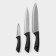 A set of kitchen knives "Eneolit", 3 objects, blade 8.5 cm, 17 cm, 20 cm, black color