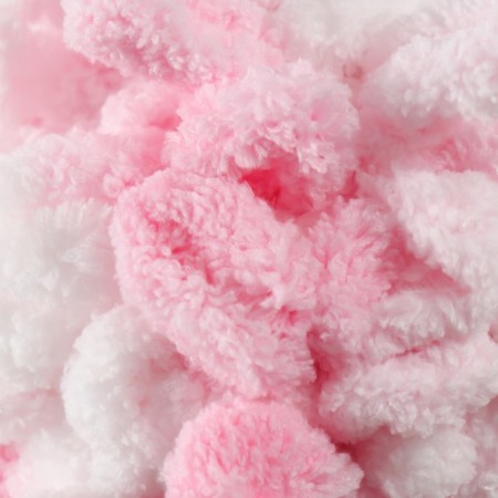 Yarn "Puffy Color" 100 % micropoliester 9m/100g (5863 pink-white)-2