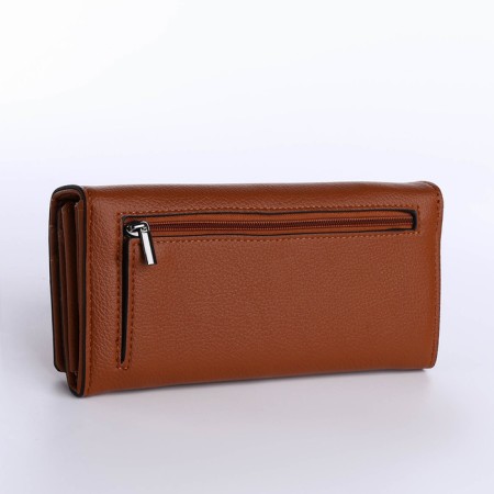 Women's wallet on a magnet, brown color-1