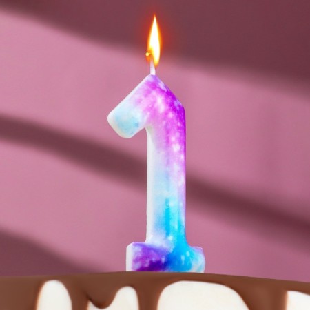 Candle in the cake on the skewer "Galaxy", the number 1, 9 cm, giant