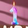 Candle in the cake on the skewer "Galaxy", the number 1, 9 cm, giant