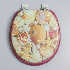 Sit for the toilet with a lid, Rossplast, 43 x 37 cm, soft, burgundy color, Mix drawing