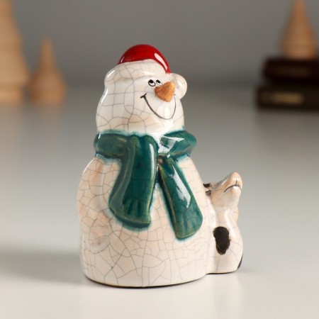 Souvenir ceramics "Snowman and fluffy friend" 5.2x7, x8.7 cm-1