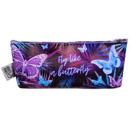 Penal soft 1 compartment, 80 x 190 x 40 mm, voluminous, artificial leather, "fly like a butterfly"-2