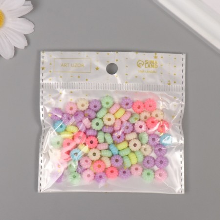 Beads for creativity plastic "Ribbed. Pastel colors" set 90 pcs 15 g 0.8x0.8 cm-4