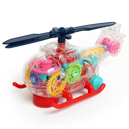 The helicopter "gears", light and sound, works from batteries-3
