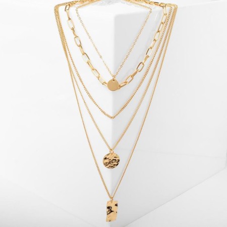 Piece "chain" three pendants, color gold, 70 cm