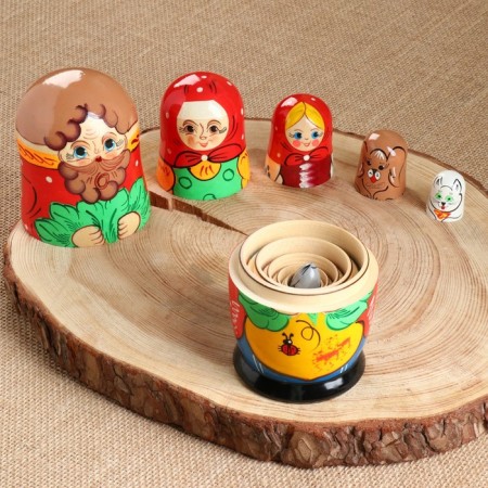 Nesting doll "Turnip", plot, 6 puppet, 16 cm, mix-7