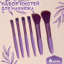 A set of makeup brushes, 6 items, PVC package, purple color