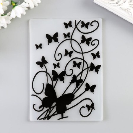 Embosing stencil plastic "Roy butterflies and curls" 10.5x14.8 cm