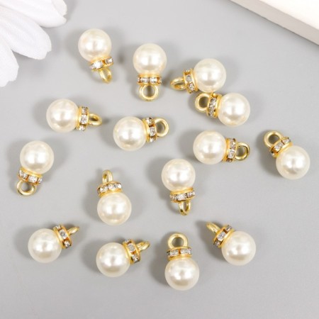 Decor for creativity plastic "Pearls with a loop-ring" set of 15 pcs 1.2x0.8x0.8 cm-1
