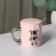 Ceramic mug with a spoon "Stylish Bear", 320 ml, pink color