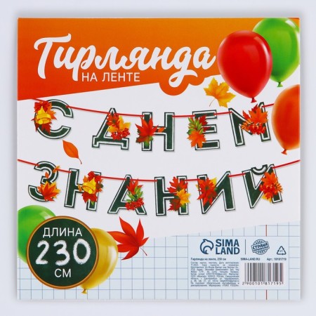 Garland for decorating a class on the tape "Happy Knowledge Day", 230 cm-3