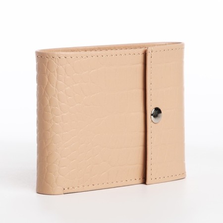 Women's wallet on the button, beige color