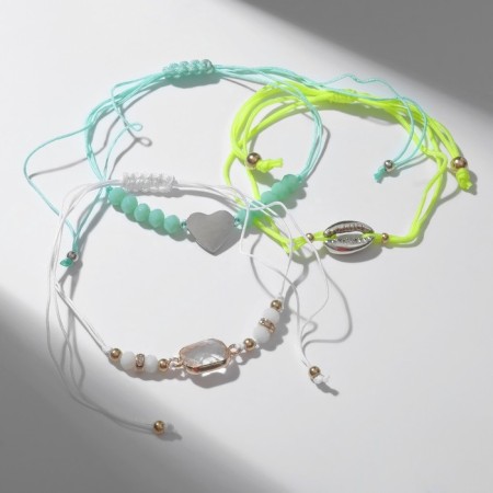 Set 3 bracelet "Sea" shell, heart, color, 7 cm-2