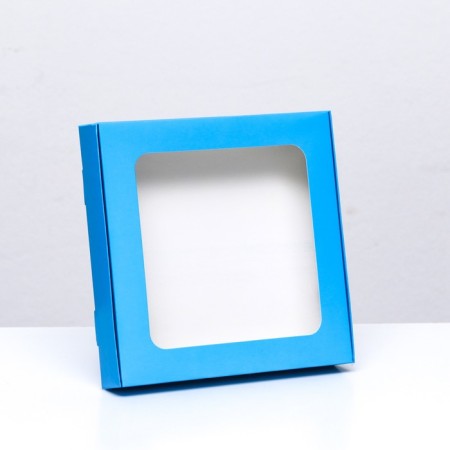 Self -assembly box with a blue window, 16 x 16 x 3 cm