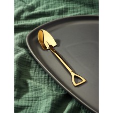 A dessert spoon made of stainless steel Magistro “shovel”, length 15.5 cm, oval shape, gold color